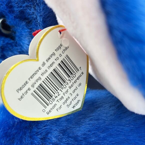 Ty Beanie Buddies Peanut Blue Elephant Plush Pink Ears 16 Inch 1998 Vintage - Picture 10 of 11